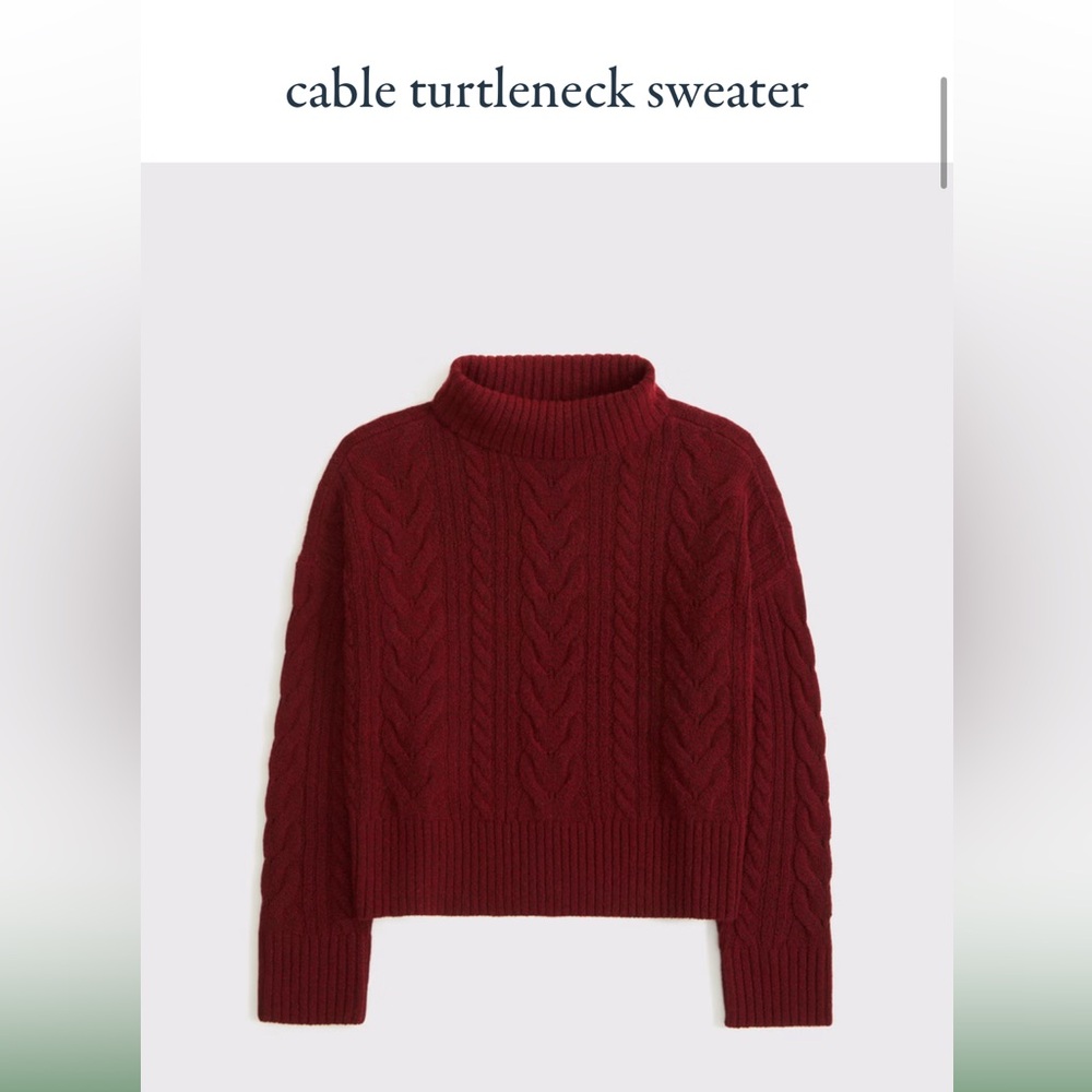 Cable turtleneck knit sweater rich ruby
